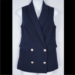 The Limited Double Breasted Navy Blue Gold Button Vest
